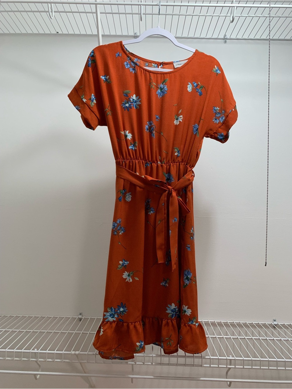 Citrus Lemon Orange Tie-Waist Dress